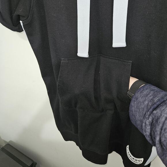 CALVIN KLEIN Performance Women Hooded Sweatshirt Short Sleeve Black DRESS Sz XL - Picture 4 of 7